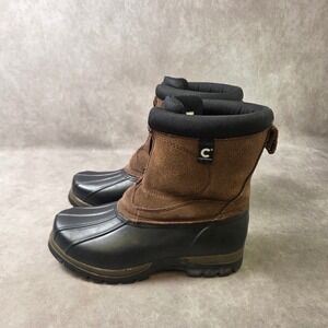 Comfortemp Womens Brn Suede Rubber Duck Boots Front Zip Winter Snow Shoes Size 9